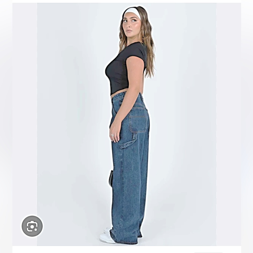 Princess Polly Carpenter Wide Leg Womens Jeans - Picture 3 of 12